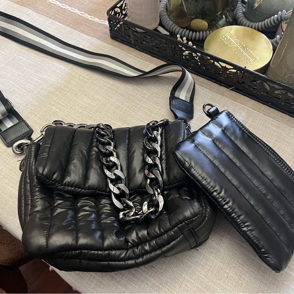THINK ROYLN Black Crossbody Bag with Chain Detail